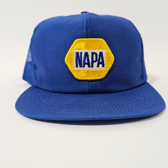 Vintage NAPA Auto Parts Trucker Hat Blue Snapback Mesh Cap Logo Patch Mens OSFM - Picture 3 of 13